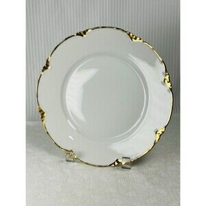 Thomas Germany Porcelain Dinner Plate Gold Trim White ~8" Round